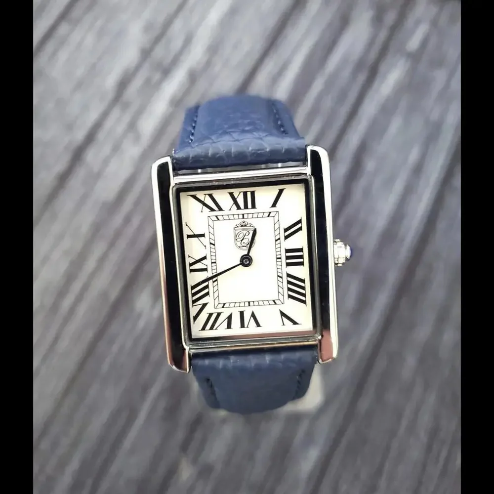 Pierre Lucerne 1888‎ Swiss Vermeil Inspired Tank Watch Blue